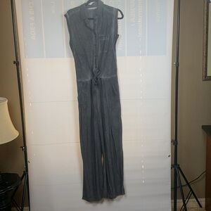 Soft surroundings, distressed gray sleeveless jumpsuit, Tall Small